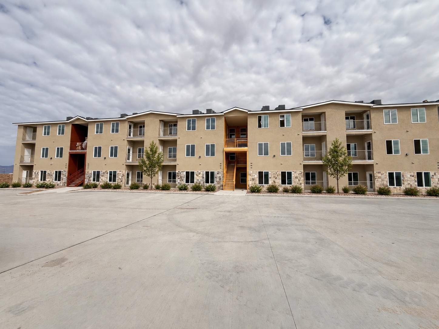 Lee Place community exterior with digitally enhanced landscaping